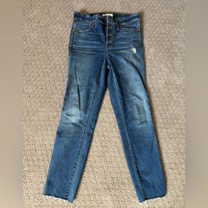 Madewell 10-Inch High Waist Drop Hem Skinny Jeans (Rose Cliff) with Button Fly